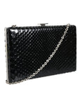 Dolce & Gabbana Black Leather Silver Frame Clutch Mini Crossbody Bag