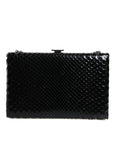 Dolce & Gabbana Black Leather Silver Frame Clutch Mini Crossbody Bag