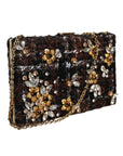 Dolce & Gabbana Multicolor Tweed Floral Clutch Evening Party Purse CrossBody Bag