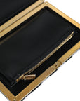 Dolce & Gabbana Black White Gold Frame Clutch Evening Party Purse Bag
