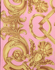 Versace Pink Printed Large Fabric Leather Shopping Tote Bag