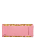 Versace Pink Printed Large Fabric Leather Shopping Tote Bag