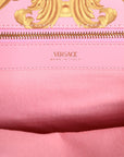 Versace Pink Printed Large Fabric Leather Shopping Tote Bag