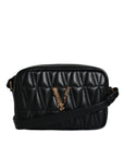 Versace Black Quilted Lamb Leather Camera Case Shoulder Bag
