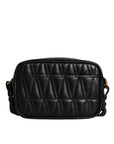 Versace Black Quilted Lamb Leather Camera Case Shoulder Bag