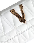 Versace White Quilted Nappa Leather Crossbody Shoulder Bag