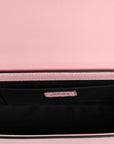 Versace Pink Grainy Calf Leather Logo Crossbody Shoulder Bag