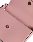 Versace Pink Grainy Calf Leather Logo Crossbody Shoulder Bag