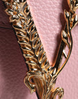 Versace Pink Grainy Calf Leather Logo Crossbody Shoulder Bag
