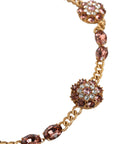 Dolce & Gabbana Gold Tone Brass Crystal Embellished Belt