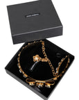 Dolce & Gabbana Gold Tone Crystal Embellished Women Waist Chain Belt