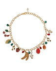 Dolce & Gabbana Gold Tone Brass Fruity Crystal Embellished Waist Chain Belt