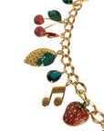 Dolce & Gabbana Gold Tone Brass Fruity Crystal Embellished Waist Chain Belt