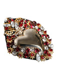 Dolce & Gabbana Gold Tone Brass Sacred Heart Crystal Embellished Brooch