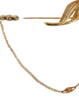 Dolce & Gabbana Gold Tone 925 Sterling Silver Leaf Crystal Chain Brooch