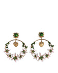Dolce & Gabbana Gold Tone Brass Crystals Lily Resin Devotion Earrings
