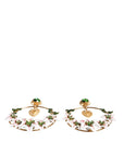 Dolce & Gabbana Gold Tone Brass Crystals Lily Resin Devotion Earrings