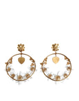 Dolce & Gabbana Gold Tone Brass Crystals Lily Resin Devotion Earrings