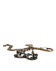 Dolce & Gabbana Silver Tone Metal DG Logo Crystal Keychain Keyring