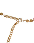 Dolce & Gabbana Gold Brass Red Fur Crystal Waist Torero Belt