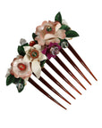 Dolce & Gabbana Brown Plastic Crystal Floral Women Hair Comb