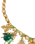 Dolce & Gabbana Gold Brass Crystal Bug Charm Pendant Statement Necklace
