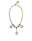 Dolce & Gabbana Gold Chain Brass Crystal Clock Statement Necklace