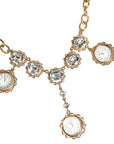 Dolce & Gabbana Gold Chain Brass Crystal Clock Statement Necklace