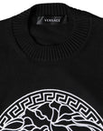 Versace Black Medusa Embroidery Crew Neck Pullover Sweater