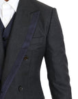 Dolce & Gabbana Elegant Gray Polka Dot 3-Piece Suit