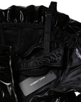 Dolce & Gabbana Black Polyester Ruched Coated Mini Dress
