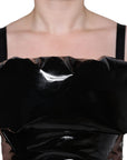 Dolce & Gabbana Black Polyester Ruched Coated Mini Dress