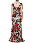 Dolce & Gabbana Black Floral Silk Sleeveless Long Gown Dress