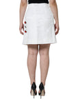 Dolce & Gabbana White Floral Brocade Embellished Mini Skirt
