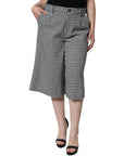Dolce & Gabbana Black White Houndstooth Cropped Wide Leg Pants