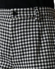 Dolce & Gabbana Black White Houndstooth Cropped Wide Leg Pants