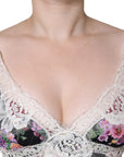 Dolce & Gabbana Black Floral Lace Short Sleeves Blouse Top