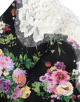 Dolce & Gabbana Black Floral Lace Short Sleeves Blouse Top