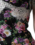 Dolce & Gabbana Black Floral Lace Short Sleeves Blouse Top