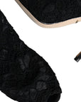 Dolce & Gabbana Black Lace Stretch Heels Mid Calf Boot Shoes