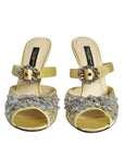 Dolce & Gabbana Yellow Mary Janes Satin Crystal Sandals Shoes