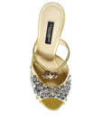Dolce & Gabbana Yellow Mary Janes Satin Crystal Sandals Shoes