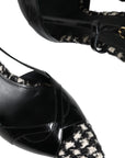 Dolce & Gabbana Black Leather Houndstooth Slingback Shoes