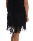Dolce & Gabbana Elegant Black Silk Lace Chemise Dress