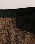 Dolce & Gabbana Elegant Gold Fringe High-Waist Pencil Skirt