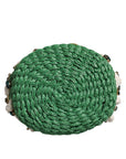 Dolce & Gabbana Beige Green Rafia Seashells Crystal Bucket Bag