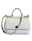 Dolce & Gabbana White Rafia Leather SICILY Crossbody Bag