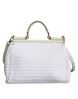 Dolce & Gabbana White Rafia Leather SICILY Crossbody Bag