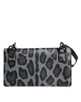 Dolce & Gabbana Black Gray Leopard Leather Bifold Card Slot Crossbody Bag