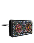 Dolce & Gabbana Black Leather Crystal Shoulder Crossbody Clutch Bag